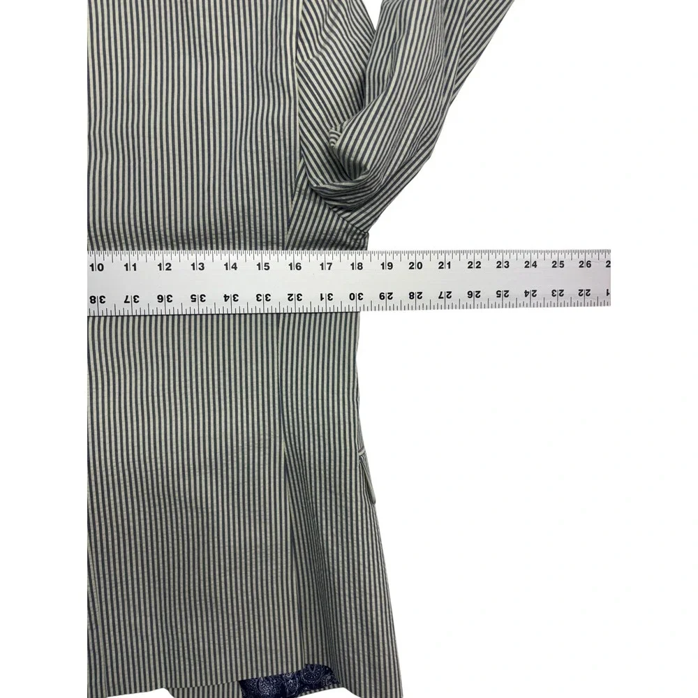 Boys Ralph Lauren 16R Blue White Striped Seersucker Blazer Jacket Sport Coat